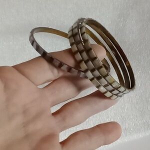 Vintage Mother Of Pearl Brass Bangles #965
